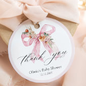 Bloemen Roze Bow Meisje Baby shower Dank u Bedankjes Labels