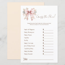 Bloemen Roze Bow Meisje Baby shower Prijs Guess