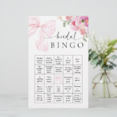 Bloemen Roze Bow Vrijgezellenfeest Bingo Spel Briefpapier (Staand voorkant)