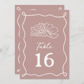 Bloemen roze bruiloft kaart (Voorkant / Achterkant)