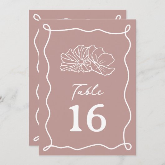 Bloemen roze bruiloft kaart (Voorkant / Achterkant)