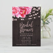 Bloemen Roze Bruin Rustieke Houten Lichten Vrijgez Kaart (Staand voorkant)