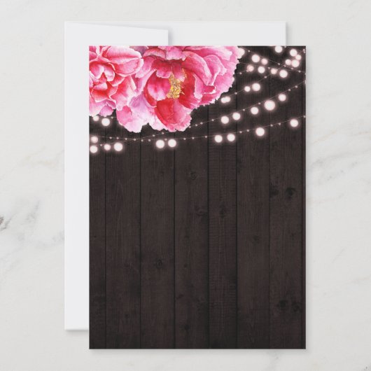 Bloemen Roze Bruin Rustieke Houten Lichten Vrijgez Kaart (Achterkant)