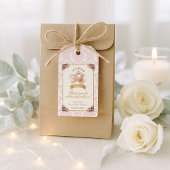 Bloemen Roze Carriage Princess Baby shower Favor Cadeaulabel
