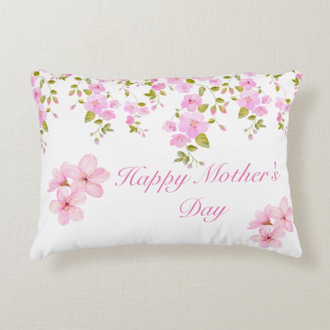 Bloemen Roze Cherry Blossom Custom Accent Kussen (Voorkant)