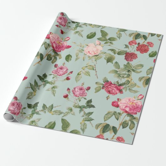  Bloemen Roze Country Roos Cadeaupapier (Uitgerold)