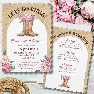Bloemen Roze Cowgirl Bachelorette Meisjes Weekend Kaart