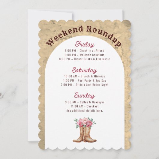 Bloemen Roze Cowgirl Bachelorette Meisjes Weekend Kaart (Achterkant)