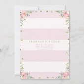 Bloemen roze en goud doop uitnodiging voor een mei (Achterkant)