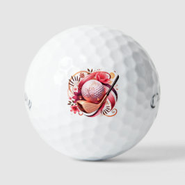 Bloemen roze en goud golfballen