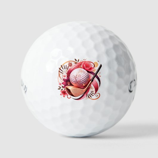 Bloemen roze en goud golfballen (Voorkant)
