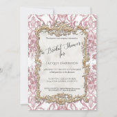 Bloemen Roze en Goud  Rococo Vrijgezellenfeest Kaart (Voorkant)