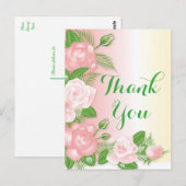 Bloemen roze en groen Dank je Roos bloesems Briefkaart (Voorkant / Achterkant)
