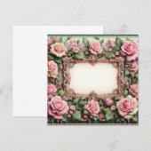 Bloemen Roze en Groene Blank Kaart Sjabloon (Voorkant / Achterkant)