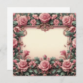 Bloemen Roze en Groene Blank Kaart Sjabloon (Voorkant / Achterkant)