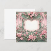 Bloemen Roze en Groene Blank Kaart Sjabloon (Voorkant / Achterkant)