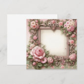 Bloemen Roze en Groene Blank Kaart Sjabloon (Voorkant / Achterkant)