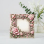 Bloemen Roze en Groene Blank Kaart Sjabloon (Staand voorkant)