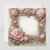 Bloemen Roze en Groene Blank Kaart Sjabloon (Voorkant)
