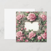 Bloemen Roze en Groene Blank Kaart Sjabloon (Voorkant / Achterkant)