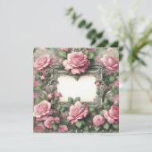 Bloemen Roze en Groene Blank Kaart Sjabloon (Staand voorkant)