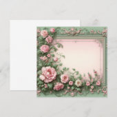 Bloemen Roze en Groene Blank Kaart Sjabloon (Voorkant / Achterkant)