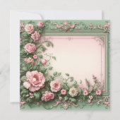 Bloemen Roze en Groene Blank Kaart Sjabloon (Voorkant)