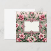 Bloemen Roze en Groene Blank Kaart Sjabloon (Voorkant / Achterkant)