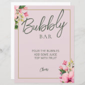 Bloemen Roze en Groene Bubble Bar teken (Voorkant / Achterkant)