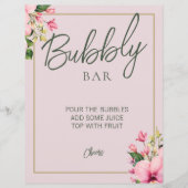 Bloemen Roze en Groene Bubble Bar teken (Voorkant)