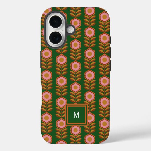 bloemen, roze en groene retro Case-Mate iPhone case (Achterkant)