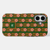 bloemen, roze en groene retro Case-Mate iPhone case (Achterkant (horizontaal))