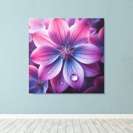 Bloemen roze en Paarse Lila Canvas Afdruk (Insitu (Houten vloer))