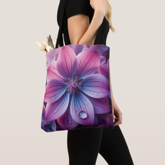 Bloemen roze en Paarse Lila Tote Bag (Dichtbij)