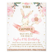 Bloemen roze en Roos gouden konijn tijd capsule te Foto Afdruk (Voorkant)