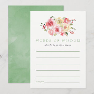 Bloemen Roze en Salie Baby Shower Advies voor Moed Kaart