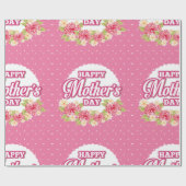 Bloemen Roze en White Polka Dot Happy Mothers Day Cadeaupapier (Vlak)