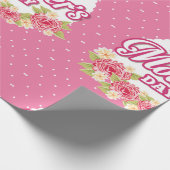 Bloemen Roze en White Polka Dot Happy Mothers Day Cadeaupapier (Hoek)