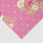 Bloemen Roze en White Polka Dot Happy Mothers Day Tissuepapier (Detail)