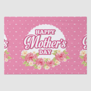 Bloemen Roze en White Polka Dot Happy Mothers Day Tissuepapier