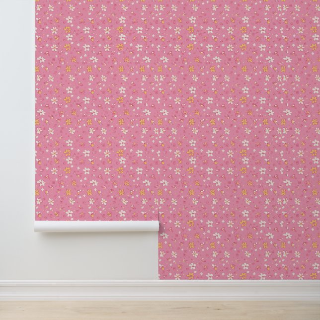 Bloemen Roze en wit behang (Applicatie)