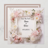 Bloemen roze en wit bruiloft uitnodiging (Voorkant / Achterkant)