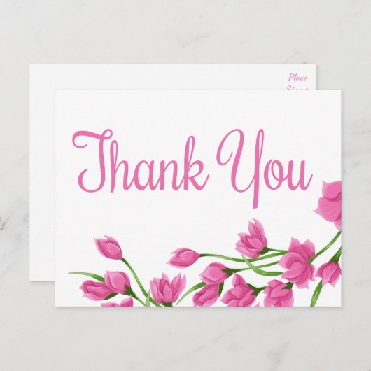 Bloemen roze en wit dank u Fuchsia bloemen Briefkaart (Voorkant / Achterkant)