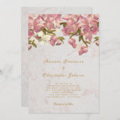 Bloemen Roze en Wit Orchidee Marmeren Script Bruil Kaart (Voorkant / Achterkant)