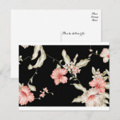 Bloemen roze en zwarte bloem Japanse kunst blanco Briefkaart (Voorkant / Achterkant)