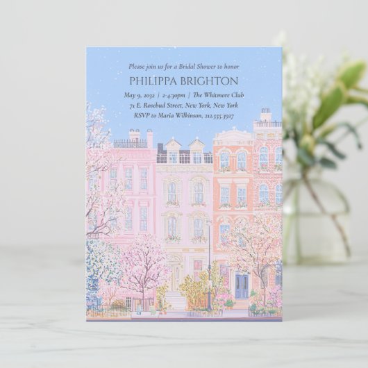  Bloemen Roze Esthetische Stad Vrijgezellenfeest Kaart (Staand voorkant)