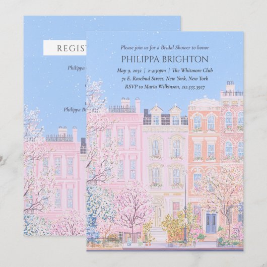  Bloemen Roze Esthetische Stad Vrijgezellenfeest Kaart (Voorkant / Achterkant)