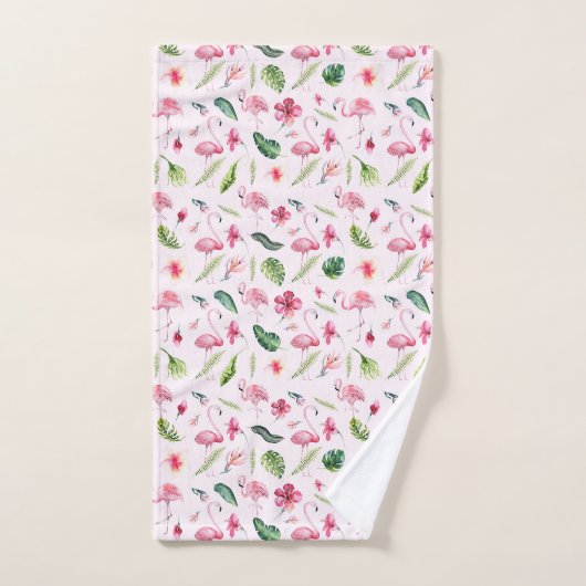 bloemen & roze flamingo bad handdoek (Handdoek)