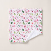  bloemen & roze flamingo bad handdoek (Wasdoekje)