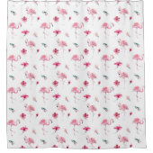  bloemen & roze flamingo douchegordijn (Voorkant)
